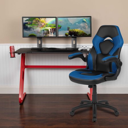 FLASH FURNITURE Red Gaming Desk and Chair Set with Cup Holder BLN-X10RSG1030-BL-GG